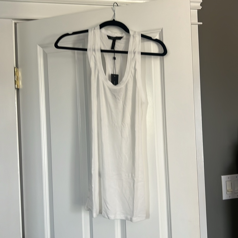 BCBG white ribbed cotton racer back tank size Medium